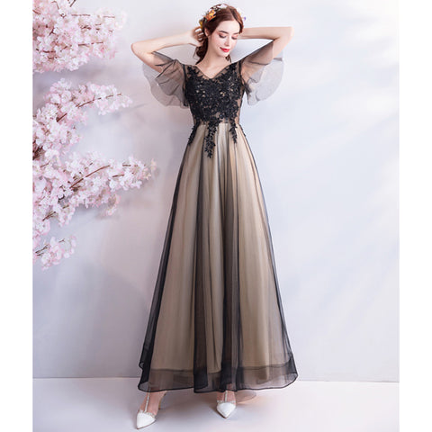 Flare Sleeve Double Layered Maxi Dress - Itopfox