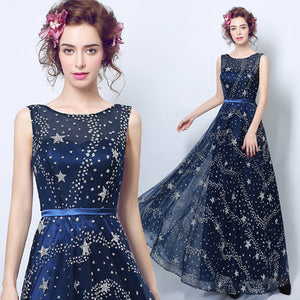 Starry Maxi Chiffon Dress - Itopfox