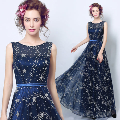 Image of Starry Maxi Chiffon Dress - Itopfox