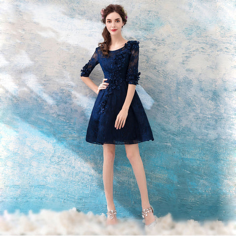 Image of Lace Beading Midi Homecoming Dress - Itopfox