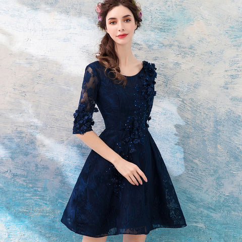 Lace Beading Midi Homecoming Dress - Itopfox