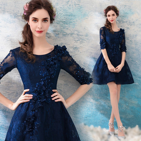 Image of Lace Beading Midi Homecoming Dress - Itopfox