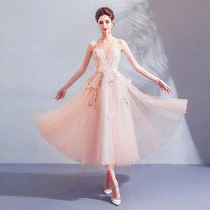 Strapless Chiffon Midi Dress - Itopfox