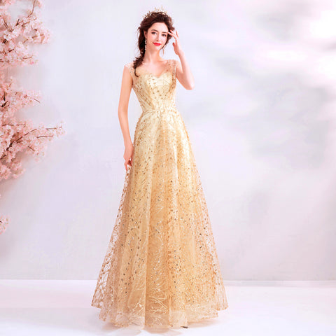 V-Neck Chiffon Prom Dress - Itopfox