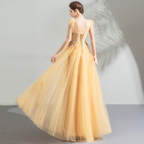 Image of Cap Sleeve Embroidery Prom Dress - Itopfox