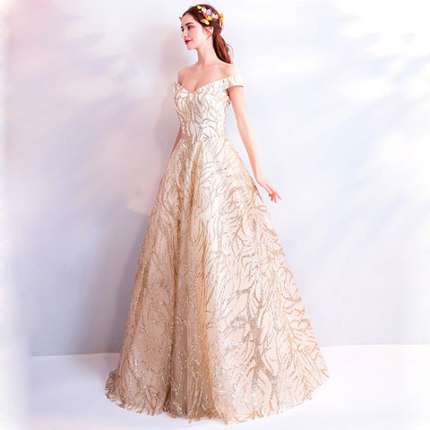 V-Neck Embroidery Prom Dress - Itopfox