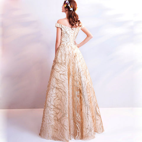 Image of V-Neck Embroidery Prom Dress - Itopfox