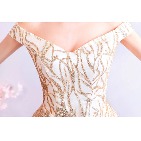 Image of V-Neck Embroidery Prom Dress - Itopfox