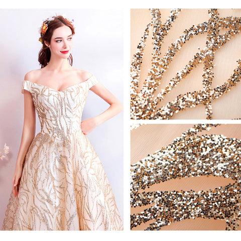 V-Neck Embroidery Prom Dress - Itopfox