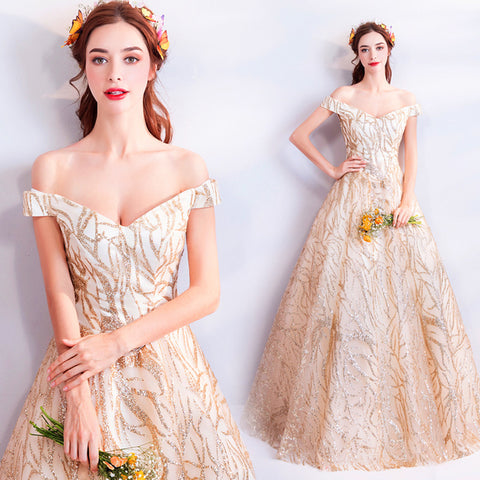 Image of V-Neck Embroidery Prom Dress - Itopfox