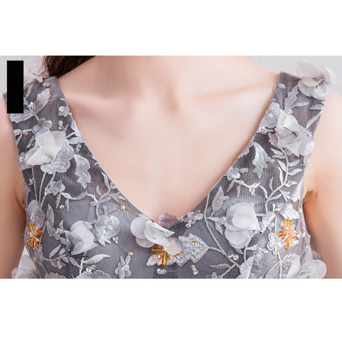 V-Neck Chiffon Embroidery Maxi Dress - Itopfox