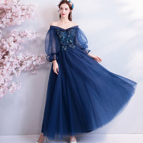 Image of Flare Sleeve Chiffon Prom Dress - Itopfox