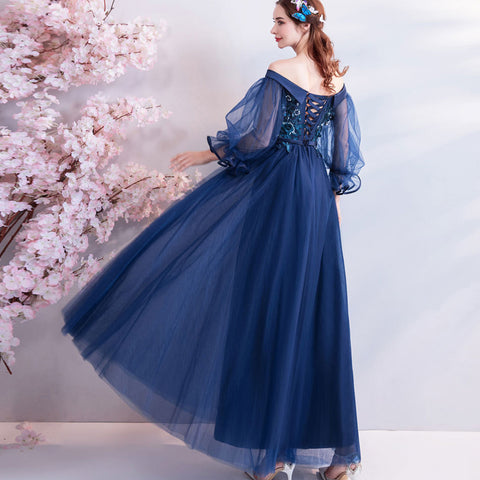 Image of Flare Sleeve Chiffon Prom Dress - Itopfox