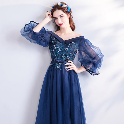 Image of Flare Sleeve Chiffon Prom Dress - Itopfox