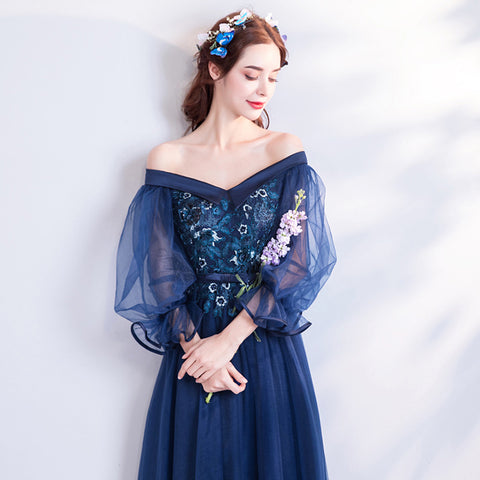 Image of Flare Sleeve Chiffon Prom Dress - Itopfox