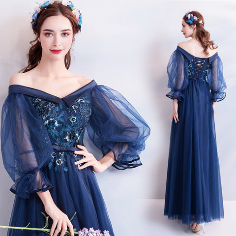 Image of Flare Sleeve Chiffon Prom Dress - Itopfox