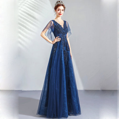 Image of V-Neck Beading Chiffon Maxi Dress - Itopfox