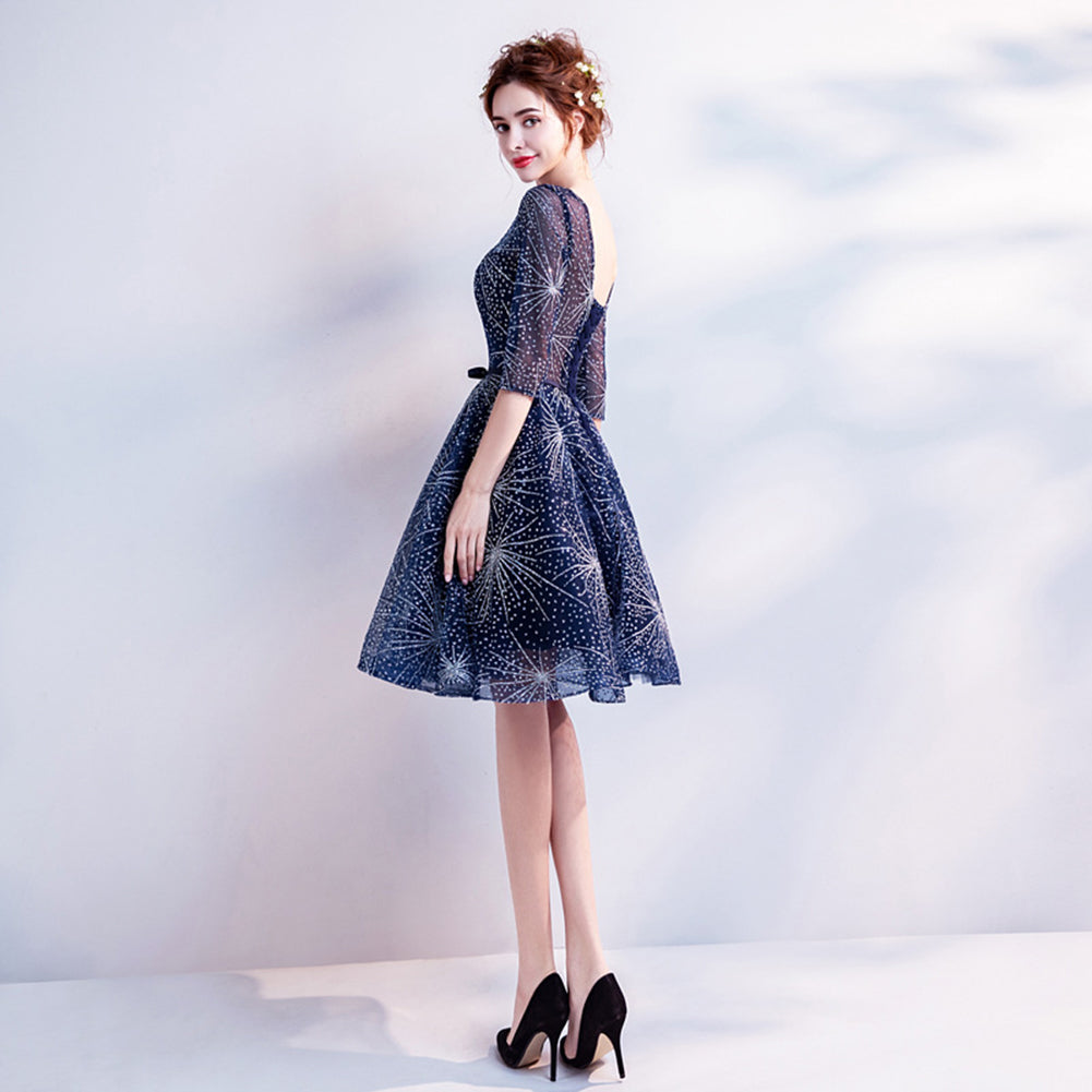 Starry Half Sleeve Midi Dress - Itopfox