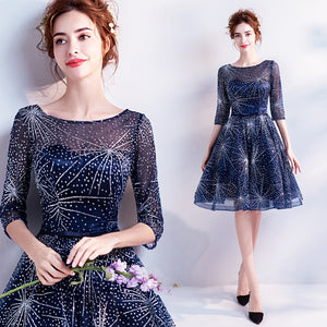 Starry Half Sleeve Midi Dress - Itopfox