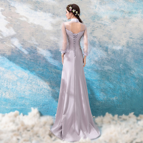 Image of Long Sleeve Draggle Tail Dress - Itopfox