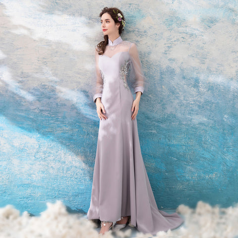 Image of Long Sleeve Draggle Tail Dress - Itopfox