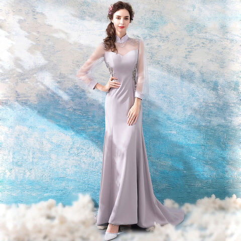 Image of Long Sleeve Draggle Tail Dress - Itopfox