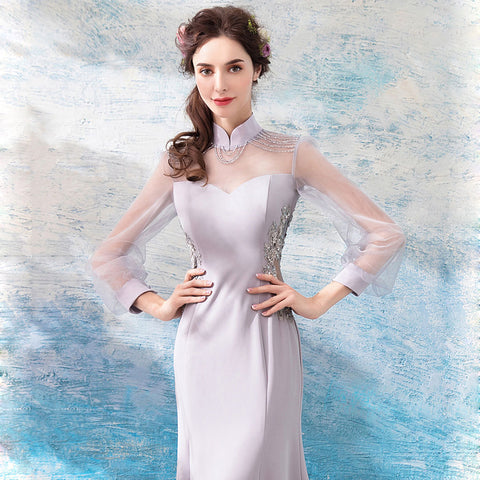 Image of Long Sleeve Draggle Tail Dress - Itopfox