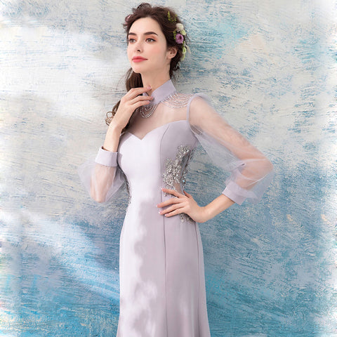 Image of Long Sleeve Draggle Tail Dress - Itopfox