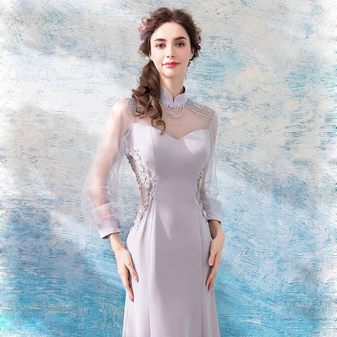 Image of Long Sleeve Draggle Tail Dress - Itopfox