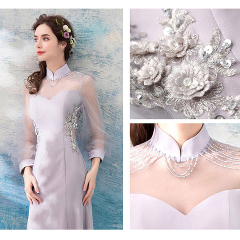 Image of Long Sleeve Draggle Tail Dress - Itopfox