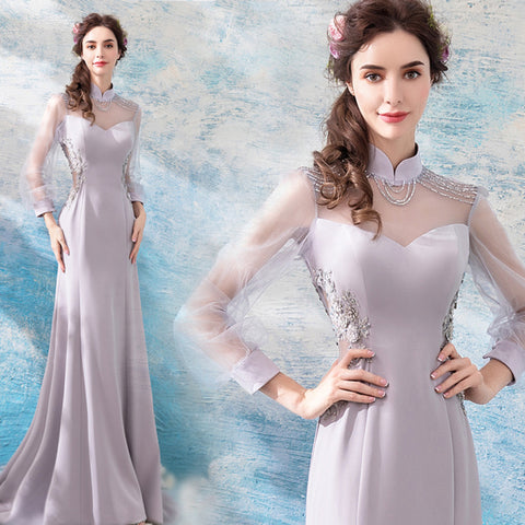 Image of Long Sleeve Draggle Tail Dress - Itopfox