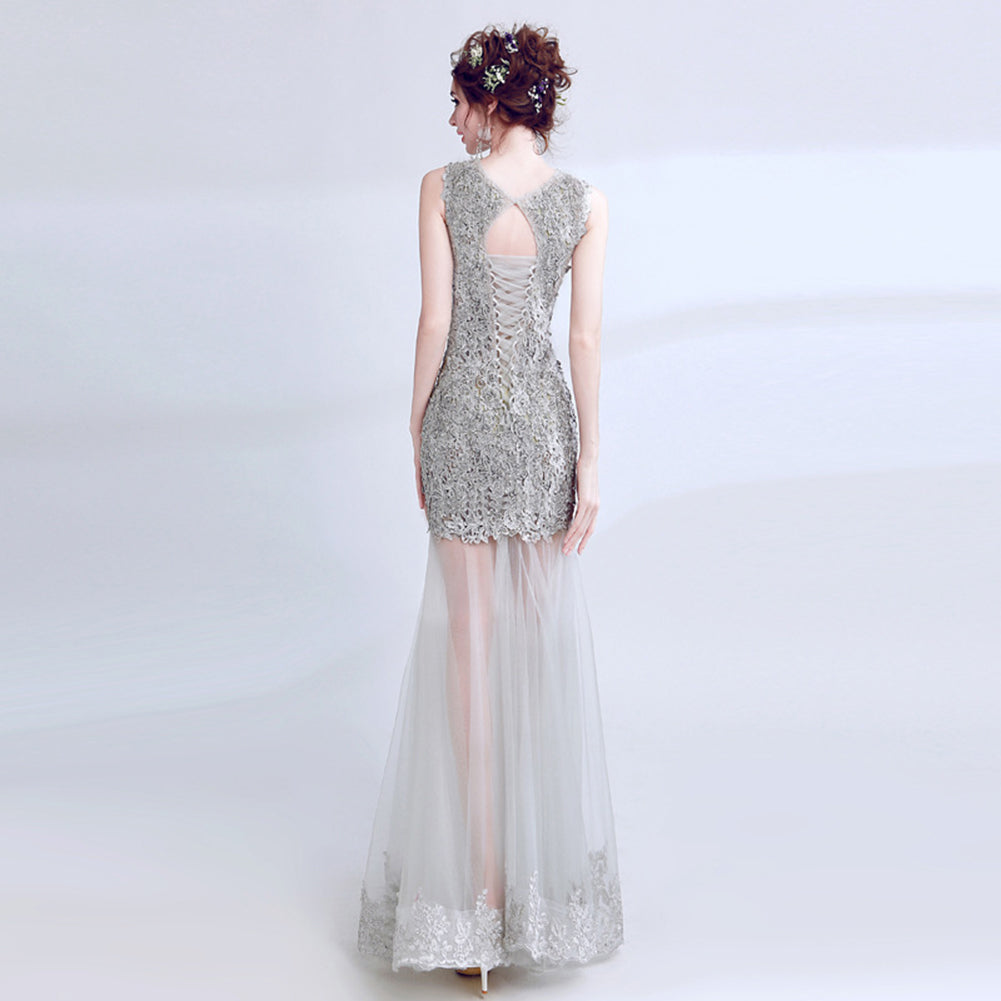 Beading Lace Sleeveless Prom Dress - Itopfox