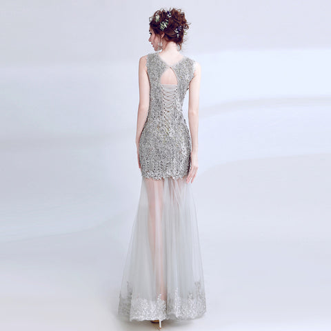 Image of Beading Lace Sleeveless Prom Dress - Itopfox