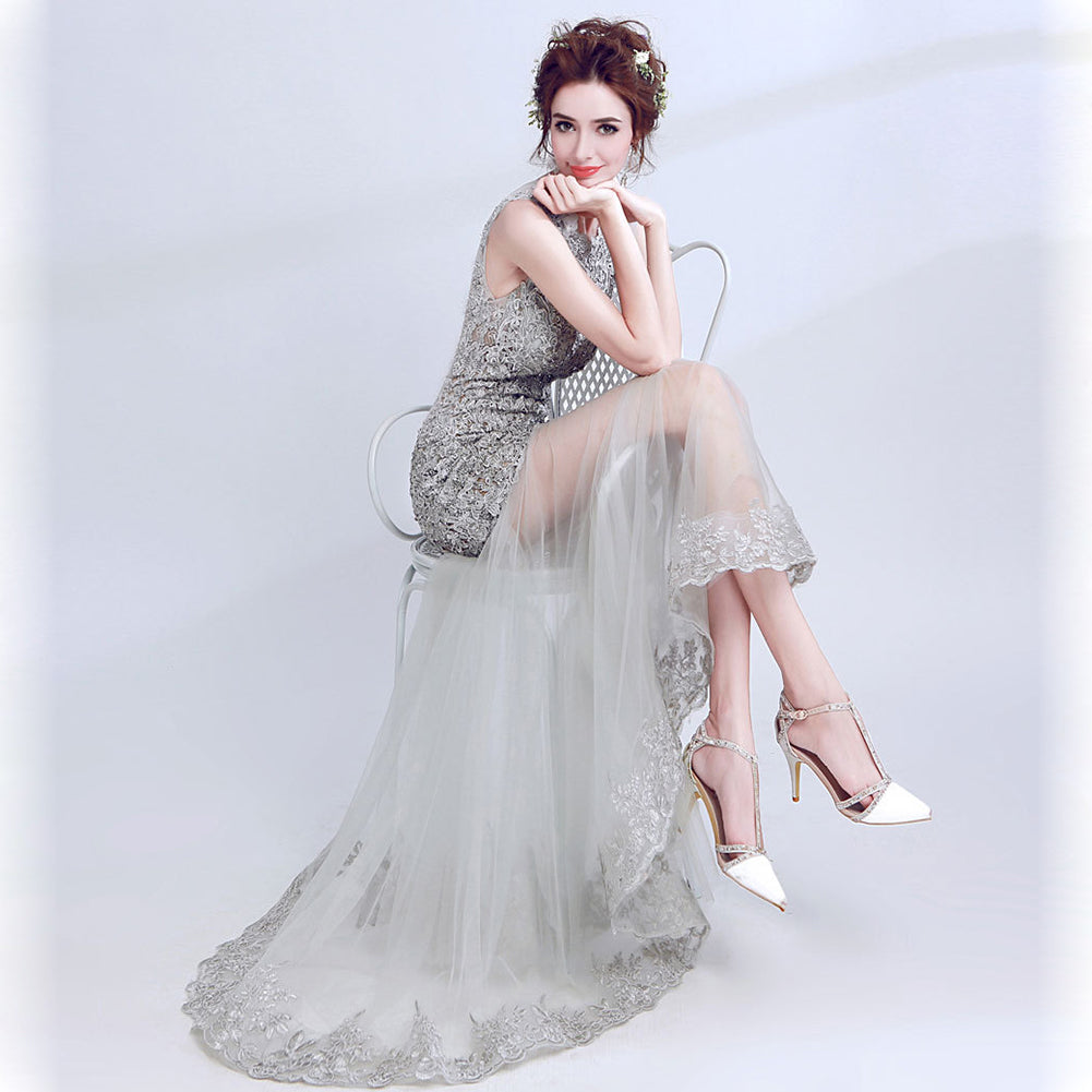 Beading Lace Sleeveless Prom Dress - Itopfox