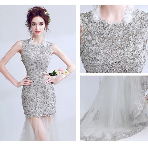 Image of Beading Lace Sleeveless Prom Dress - Itopfox