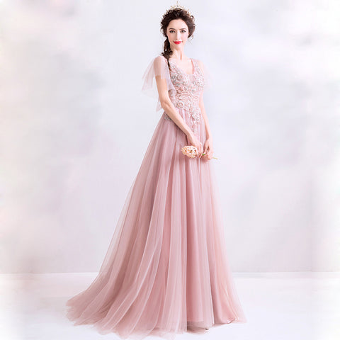 Image of V-Neck Chiffon Lace Maxi Dress - Itopfox