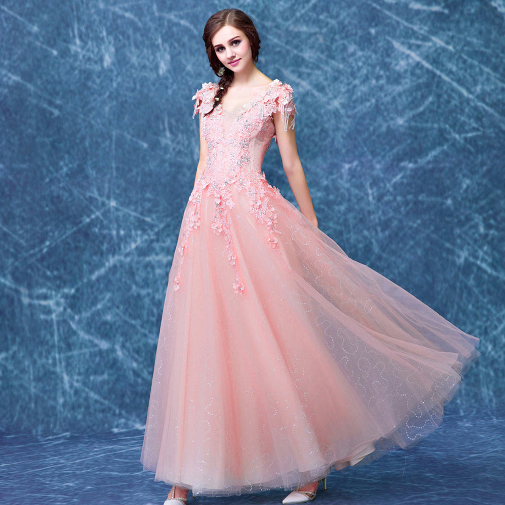 Lace Embroidery V-Neck Maxi Dress - Itopfox