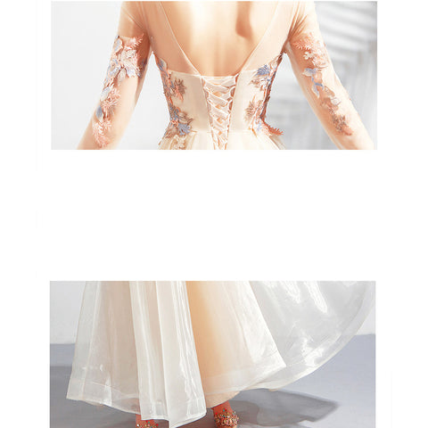 Image of Half Sleeve Beadings Chiffon Dress - Itopfox