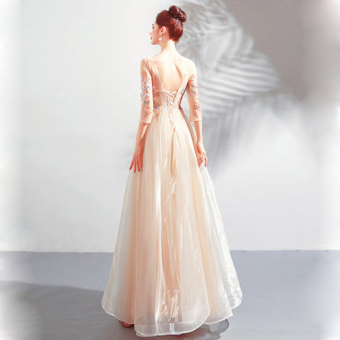 Image of Half Sleeve Beadings Chiffon Dress - Itopfox