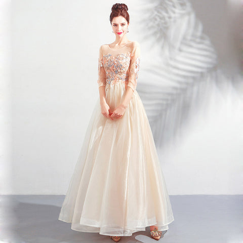 Image of Half Sleeve Beadings Chiffon Dress - Itopfox
