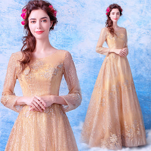 Long Sleeve Full Prom Dress - Itopfox