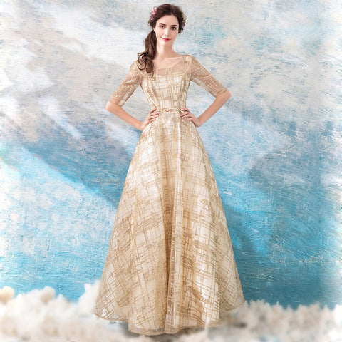 Image of Half Sleeve Chiffon Full Dress - Itopfox