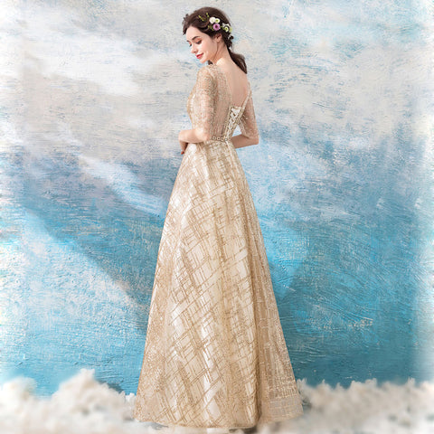 Image of Half Sleeve Chiffon Full Dress - Itopfox