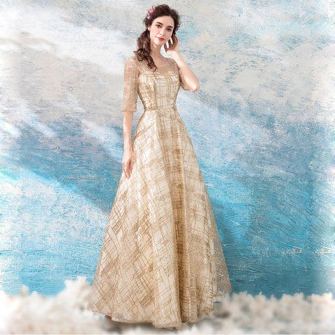 Image of Half Sleeve Chiffon Full Dress - Itopfox