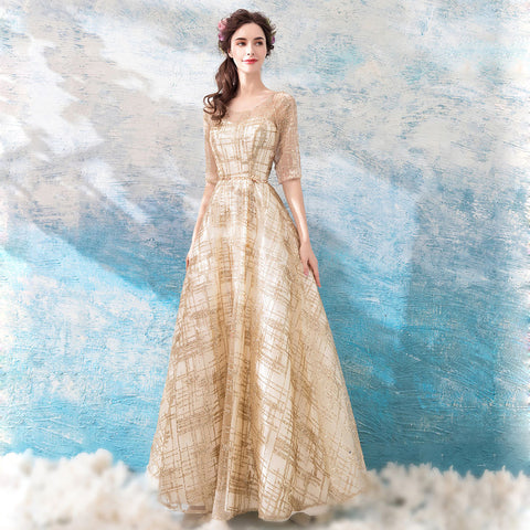 Image of Half Sleeve Chiffon Full Dress - Itopfox
