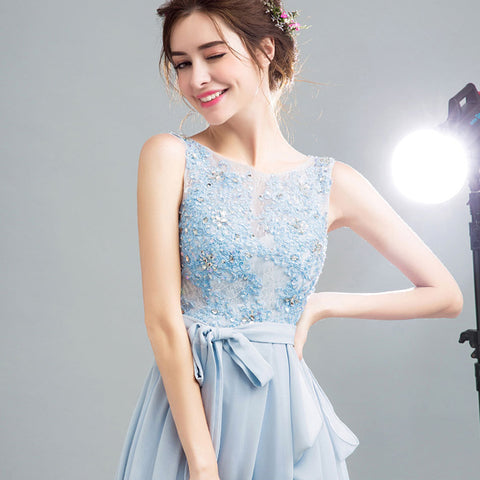 Image of Sleeveless Backless Tunic Prom Dress - Itopfox