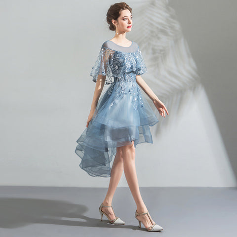 Image of Half Sleeve Irregular Hem Homecoming Dress - Itopfox