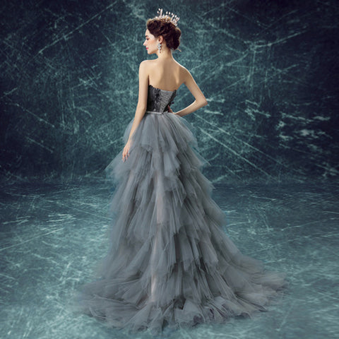 Image of Feathers Irregular Hem Prom Dress - Itopfox