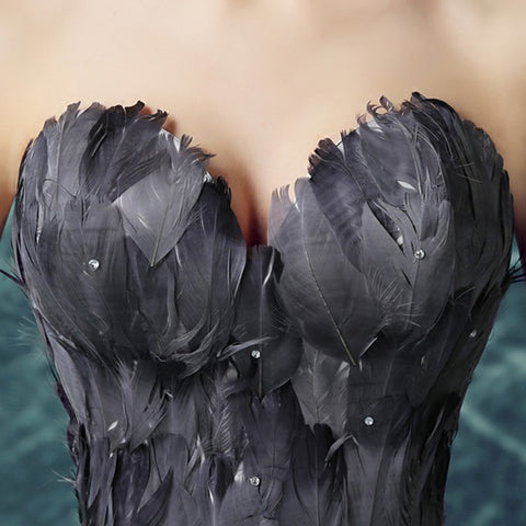 Image of Feathers Irregular Hem Prom Dress - Itopfox