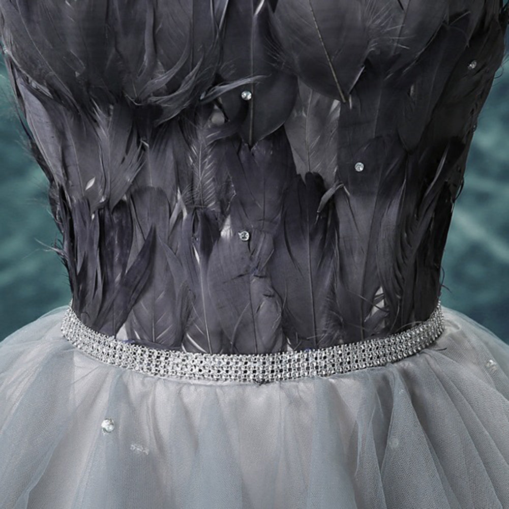 Feathers Irregular Hem Prom Dress - Itopfox